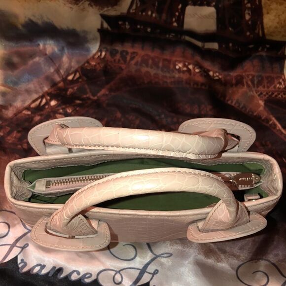 Cole Haan Mini Satchel Croc Print Embossed Leather Blush Pink Nude - Picture 10 of 16